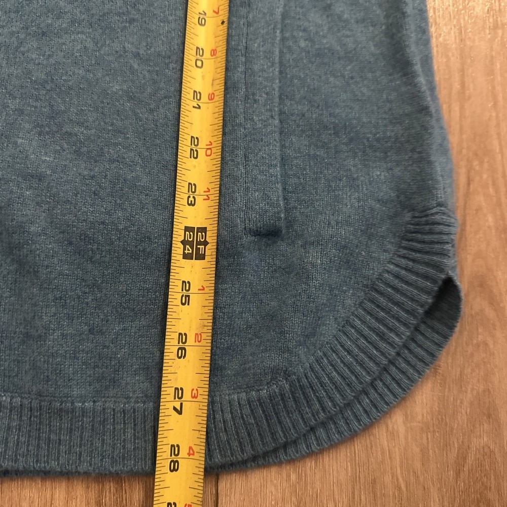 Max Studio Hooded Cardigan 100% 2 Ply Cashmere Teal Blue Women's Medium - Picture 4 of 6